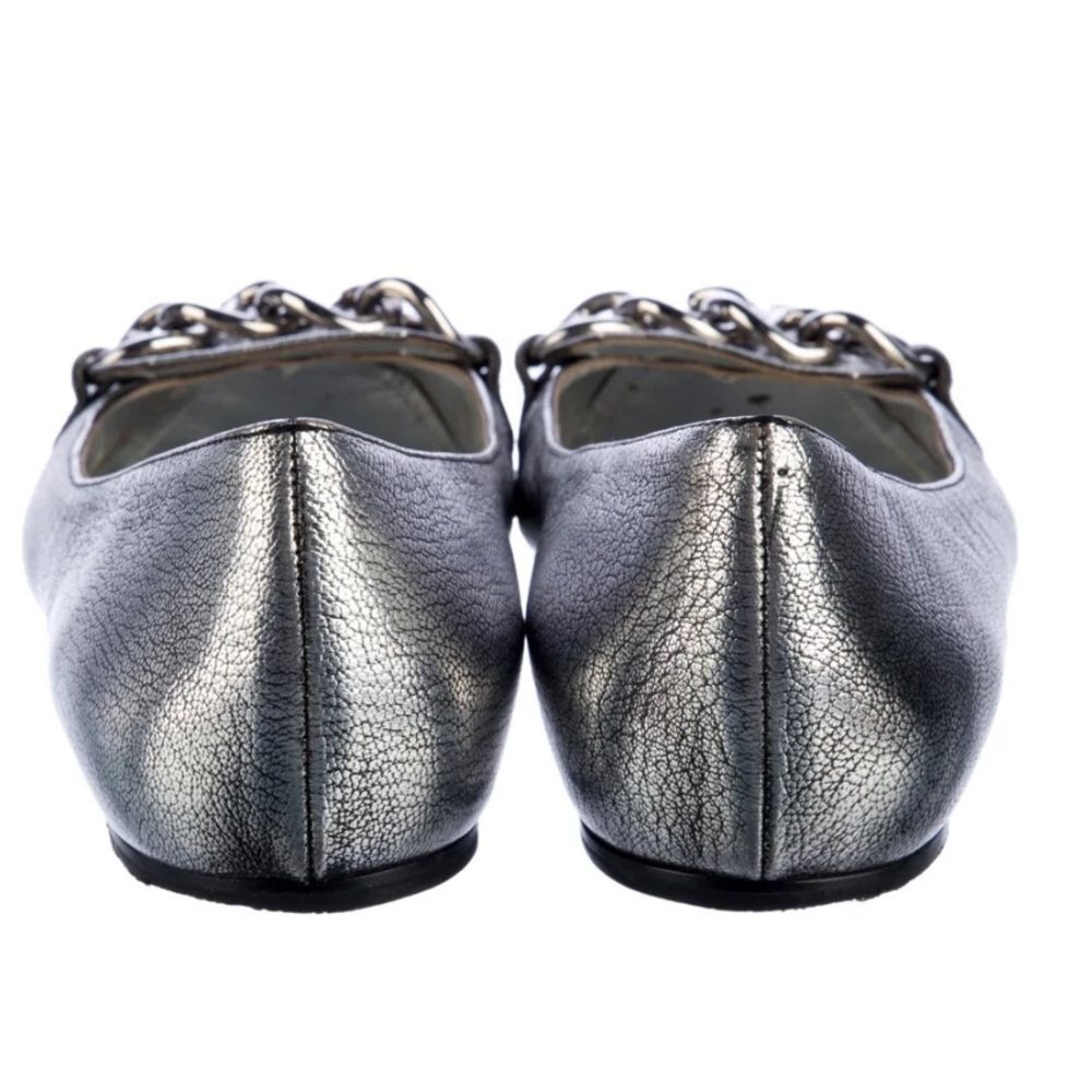Prada Leather Chain-Link Accents Ballet Flats Women's Size: 6.5 - Picture 8 of 16